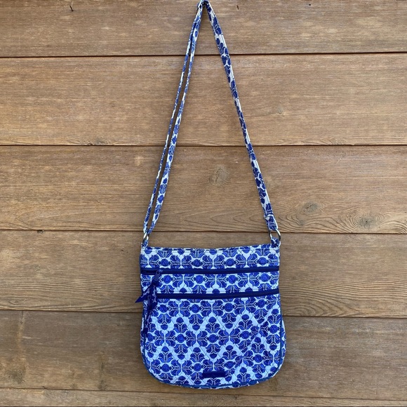 Vera Bradley Triple Zip Hipster Crossbody in Cobalt Tile - Picture 1 of 9